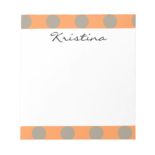 Monogram Oranje Gray Cute Polka Dot Pattern Notitieblok (Voorkant)