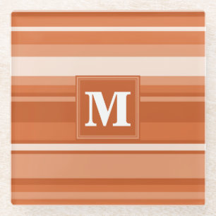 Monogram oranje strepen glazen onderzetter