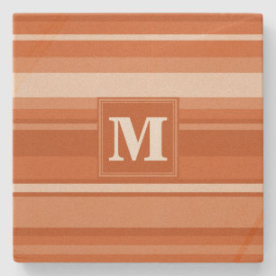 Monogram oranje strepen stenen onderzetter