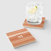 Monogram oranje strepen stenen onderzetter (Zijkant)