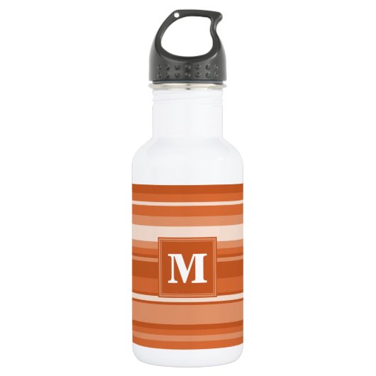 Monogram oranje strepen waterfles (Voorkant)