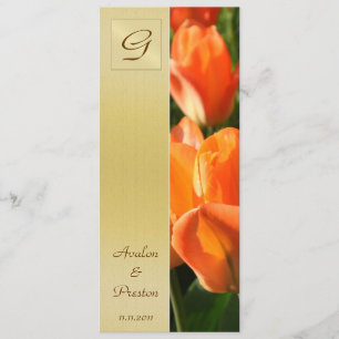 Monogram Oranje Tulip Wedding Program Uitnodiging
