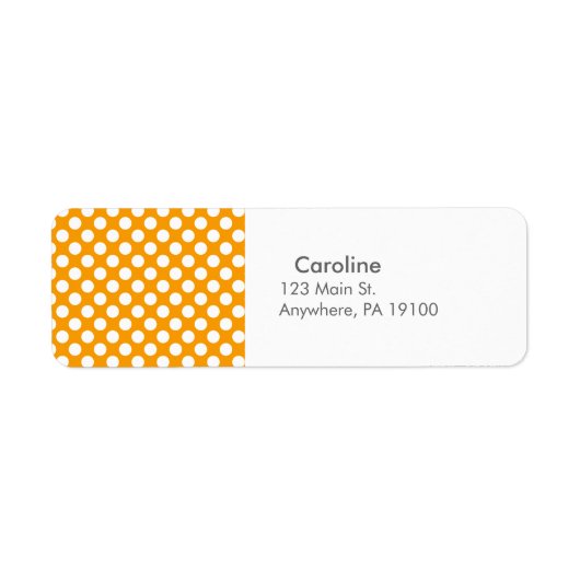 Monogram Oranje White Trendy Fun Polka Dot Pattern Etiket (Voorkant)