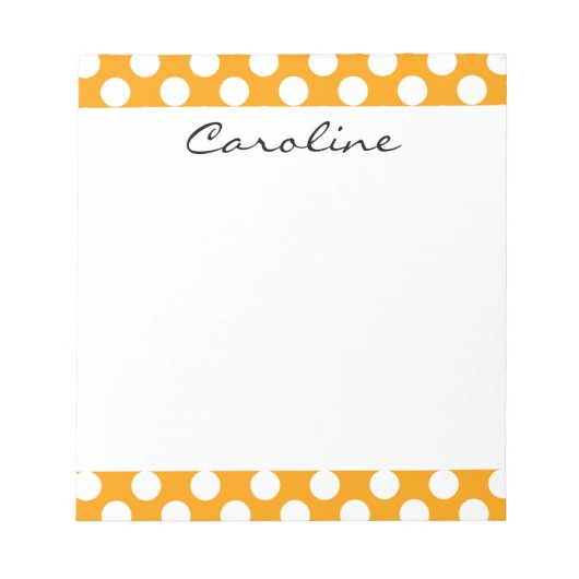 Monogram Oranje White Trendy Fun Polka Dot Pattern Notitieblok (Voorkant)