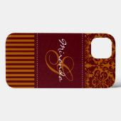 Monogram Oranje, Wine Damask Stripe iPad Air Case (Achterkant (horizontaal))