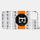 monogram oranje witte en grijze patroonkunst Case-Mate iPhone case (Achterkant (horizontaal))