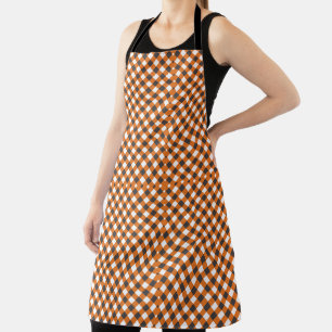 Monogram Oranje witte Plaid Gingham Schort