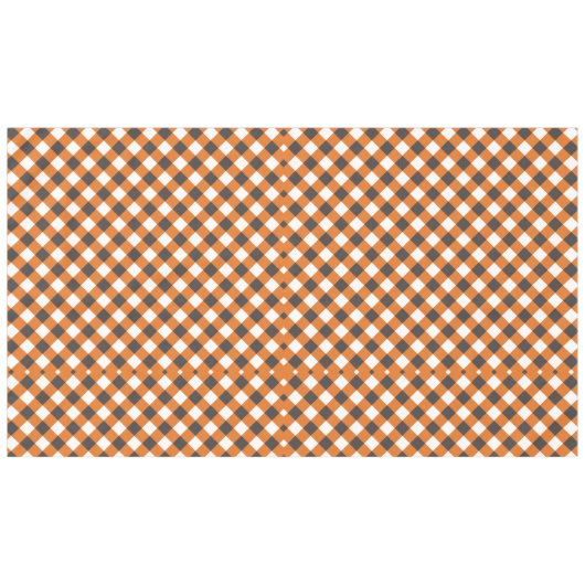 Monogram Oranje witte Plaid Gingham Tafelkleed (Voorkant (Horizontaal))