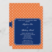 Monogram Oranje, Witte Polka Dot met Royal Blue Kaart (Voorkant / Achterkant)