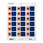 Monogram Oranje Zigzag Patroon met Royal Blue Etiket (Full Sheet)
