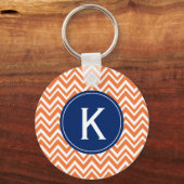 Monogram Oranje Zigzag Patroon Sleutelhanger (Voorkant)