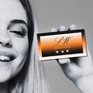 Monogram Oranje zwarte gradiënt mousserende diaman Visitekaartje