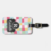 Monogram organisch pasteeltje Meisjesbord Bagagelabel (Voorkant horizontaal)