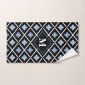 Monogram Oriental Blue Sakura Pattern Bad Handdoek (Handdoek)