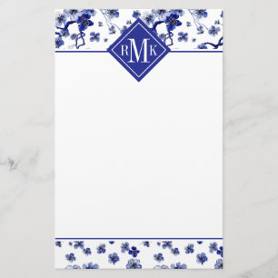 Monogram   Oriental Sakura Branch Pattern Briefpapier