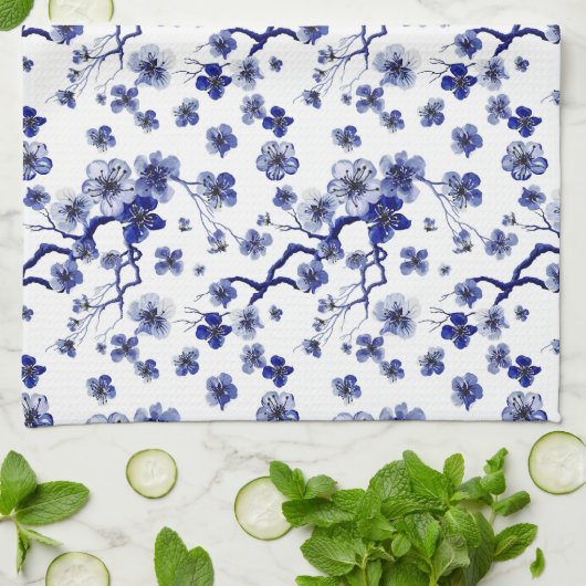 Monogram | Oriental Sakura Branch Pattern Theedoek (Gevouwen)