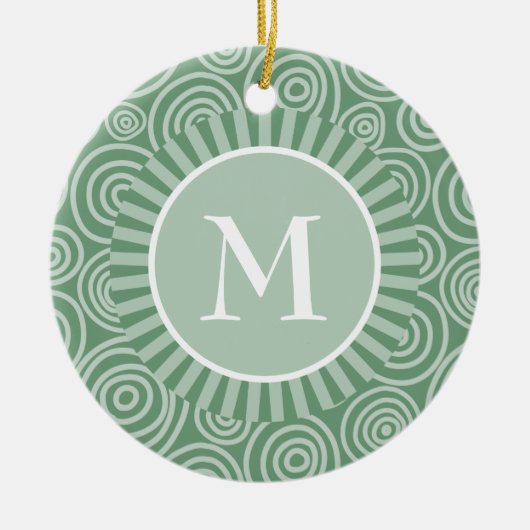 Monogram Ornament Sage Green Spirals Aangepast (Voorkant)