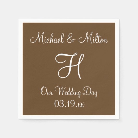 Monogram Otter Brown Classy Monochrome Napkins Servet (Voorkant)