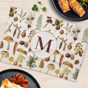 Monogram oud dennenbos schattenpatroon theedoek
