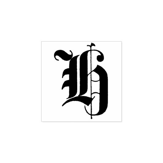 Monogram  oud Engels initiaal Letter H Rubberstempel (Afrduk)
