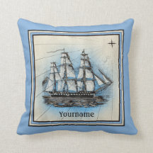 Monogram Oud schip  Blauw Nautical Compass