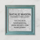 Monogram | Oud verweerd Lijst | gestructureerde mu Vierkante Visitekaartje (Achterkant)