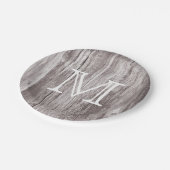 Monogram  Oude Hout Achtergrond Papieren Bordje (Gekanteld)