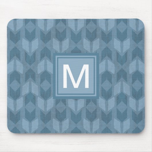 Monogram | OutdoorGeo-stap | Blauw pijlpatroon Muismat (Voorkant)