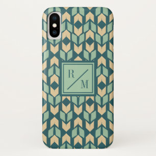 Monogram   OutdoorGeo-stap   Geometrische Blauwgro iPhone X Hoesje