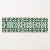 Monogram | OutdoorGeo-stap | Geometrische Blauwgro Yogamat (Voorkant (horizontaal))