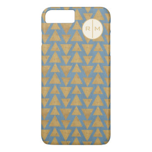 Monogram OutdoorGeo-stap Goud en blauw patroon iPhone 8 Plus / 7 Plus Hoesje
