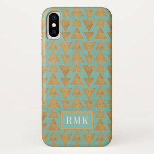Monogram OutdoorGeo-stap Goud en Blauwgroen pa iPhone X Hoesje