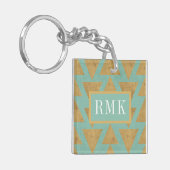 Monogram | OutdoorGeo-stap | Goud en Blauwgroen pa Sleutelhanger (Voorkant Links)