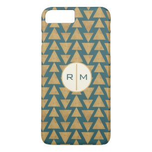 Monogram   OutdoorGeo-stap   Goud en donker Blauwg iPhone 8 Plus / 7 Plus Hoesje