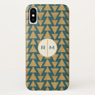 Monogram OutdoorGeo-stap Goud en donker Blauwg iPhone X Hoesje