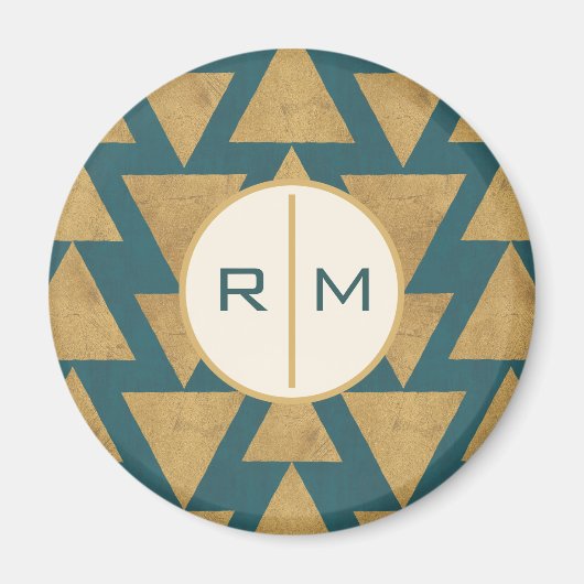 Monogram | OutdoorGeo-stap | Goud en donker Blauwg Magneet (Voorkant)