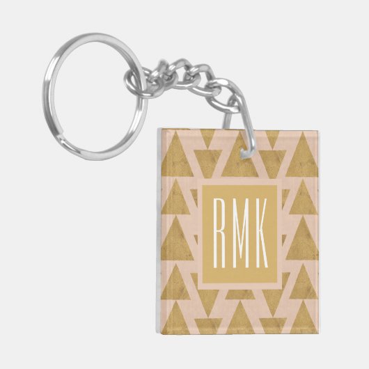 Monogram | OutdoorGeo-stap | Goud en koraal Sleutelhanger (Voorkant Links)