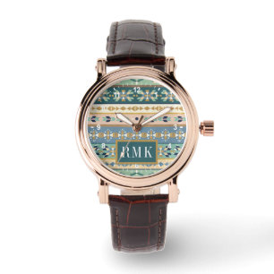 Monogram OutdoorGeo-stap Indiaas Patroon Horloge