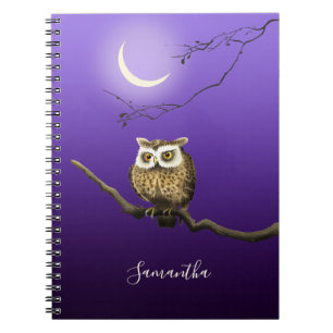 Monogram Owl Night Moon Dark Blue Small Notitieboe Notitieboek