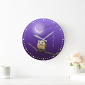 Monogram Owl Night Moonlight Deep Blue Wall klok (Huis)