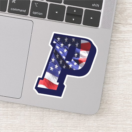 Monogram P Amerikaanse vlag P Initiaal Verenigde S Sticker (Detail)