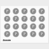 Monogram P Grijs  nodigt zegelsteen uit Ronde Sticker (Vel)
