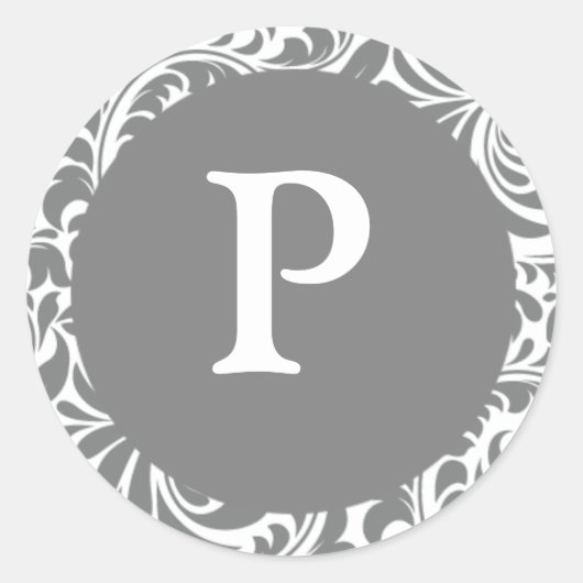 Monogram P Grijs  nodigt zegelsteen uit Ronde Sticker (Voorkant)