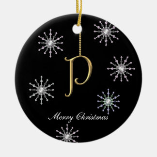 Monogram P kerstboomschilfers Keramisch Ornament