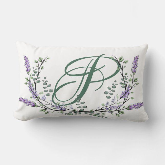 Monogram P lavender Eucalyptus Kussen (Voorkant)