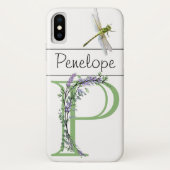 Monogram P Lavender Eucalyptus met Dragonfly Case-Mate iPhone Case (Achterkant)