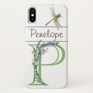 Monogram P Lavender Eucalyptus met Dragonfly iPhone X Hoesje