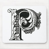 Monogram P, letter P, alfabet P, zwart en wit Muismat (Voorkant)
