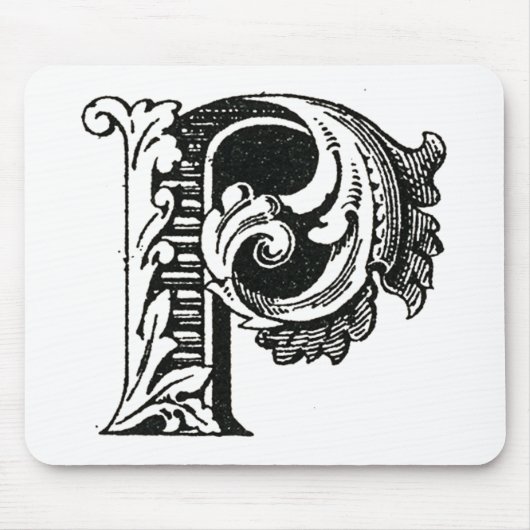 Monogram P, letter P, alfabet P, zwart en wit Muismat (Voorkant)