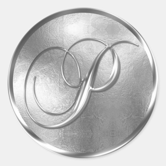 Monogram P NONMETALLIC Silver Envelope Seal Ronde Sticker (Voorkant)